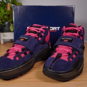Polo Sport Ralph Lauren Shoes Suede Boots 10D Blue Pink Brand New